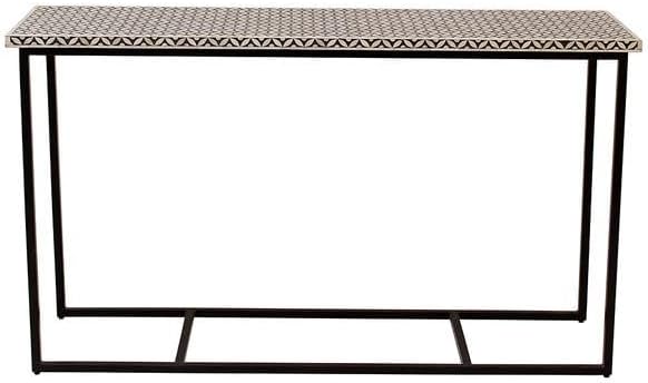 Bone Inlay Console Table Handcrafted Solid Wood Entryway Table with Intricate Floral Design for Hallway, Living Room, or Bedroom Décor