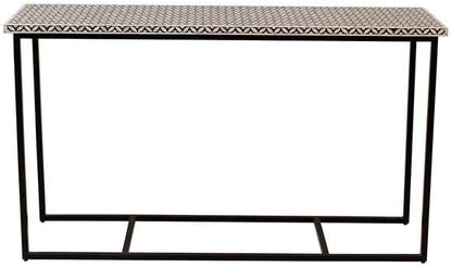 Bone Inlay Console Table Handcrafted Solid Wood Entryway Table with Intricate Floral Design for Hallway, Living Room, or Bedroom Décor