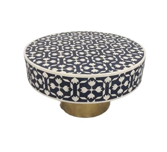 Bone Inlay Round Coffee Table for Home Centre Table Spider Inlay Pattern by Hansa Handicraft