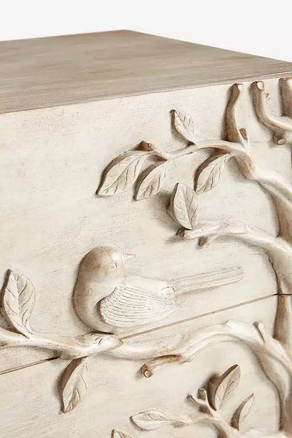 Hand carved Ornithology Three-Drawer Dresser | Modern dresser Chest of 3 drawers