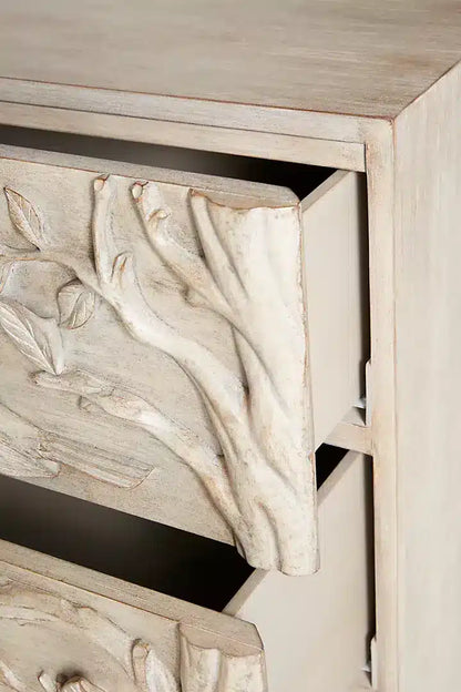 Hand carved Ornithology Three-Drawer Dresser | Modern dresser Chest of 3 drawers