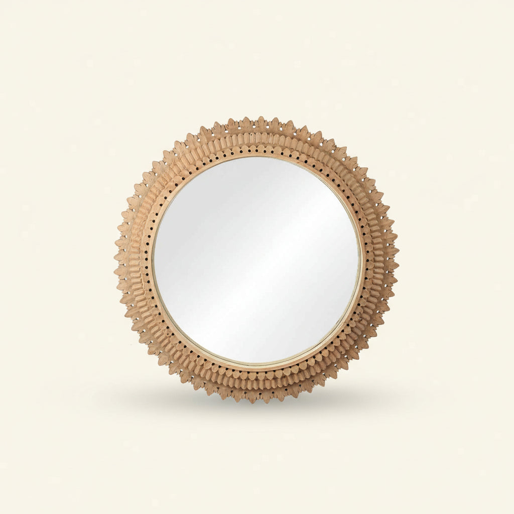 Carved Round Temple Mirror - Large