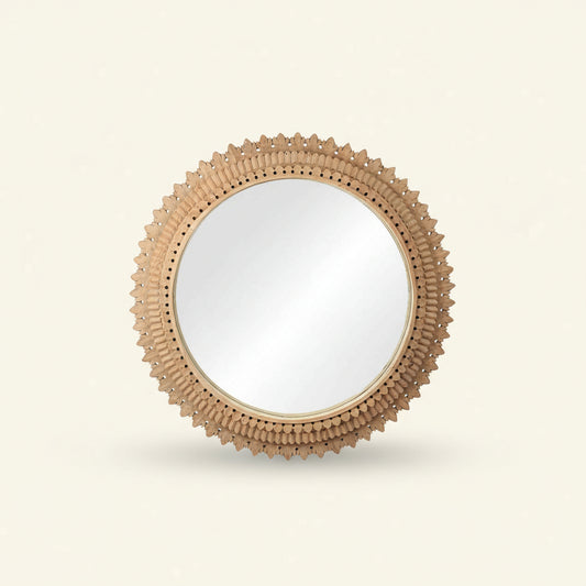 Carved Round Temple Mirror - Large