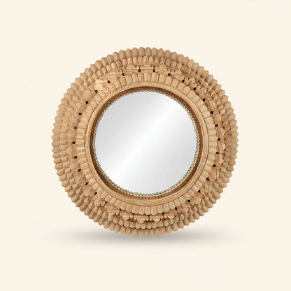 Carved Round Temple Mirror - Small