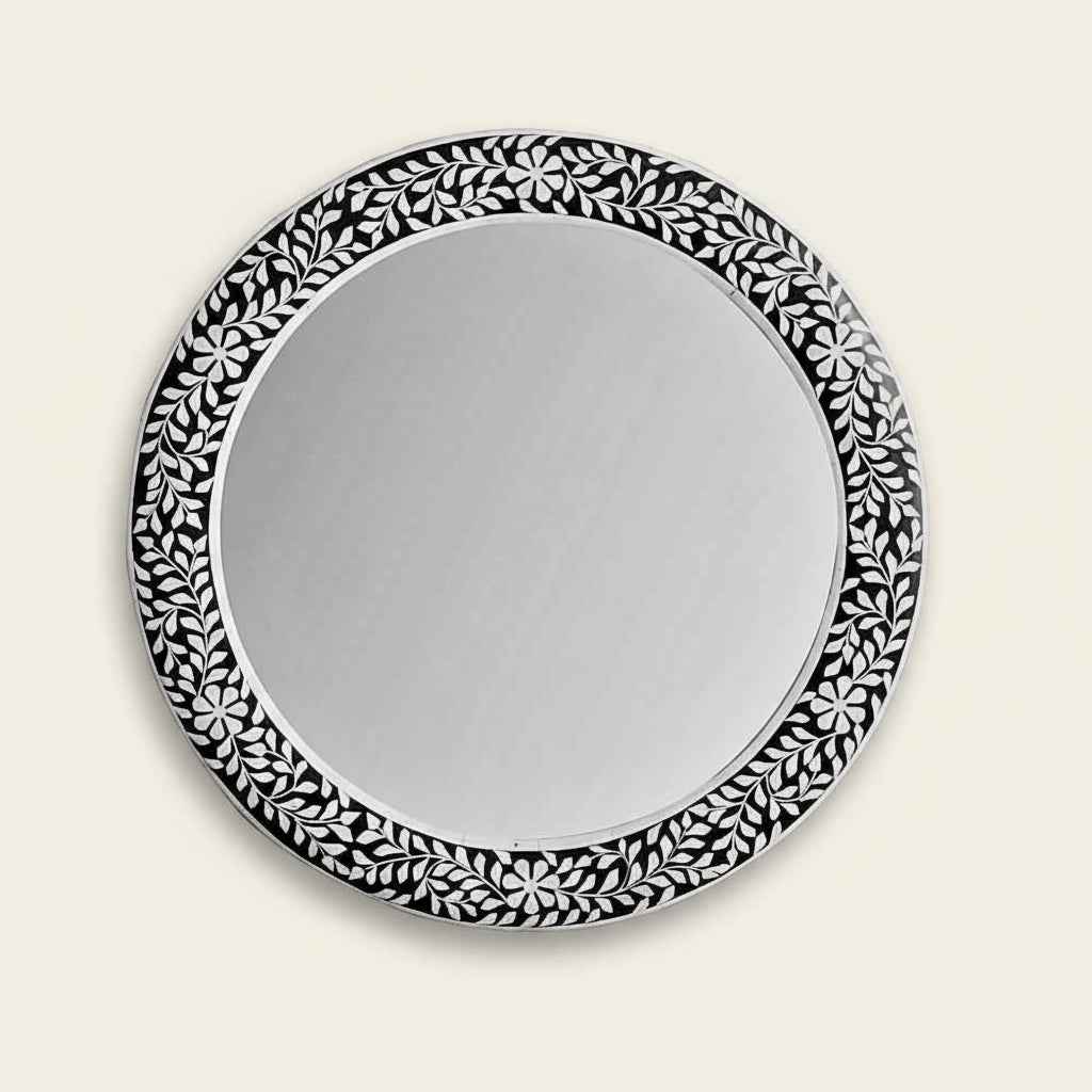 Handcrafted Bone Inlay Mirror Frame Elegant Decorative Wall Mirror Frame with Intricate Bone Inlay Design, Perfect for Living Room, Bedroom, Bathroom and Home Décor