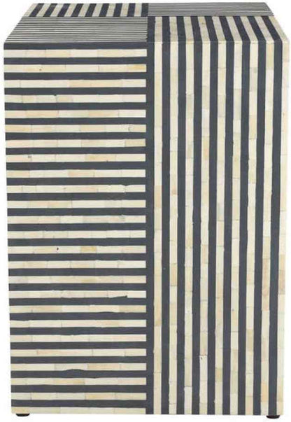 Handcrafted Bone Inlay End Table Elegant Floral Design Accent Table for Living Room, Bedroom, or Hallway Unique Boho-Chic Home Décor Piece