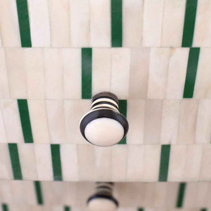 Bone Inlay Bedside Table with 2 Drawers Handcrafted Nightstand with Storage for Bedroom or Living Room Décor