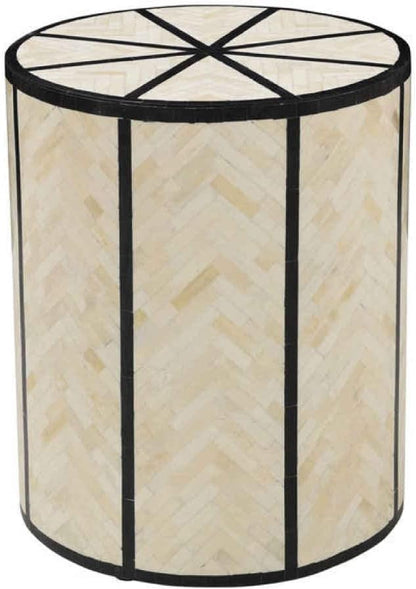 Bone Inlay End Table Handmade Decorative Accent Table with Intricate Inlay Artisan Side Table for Bedroom, Living Room or Entryway Décor