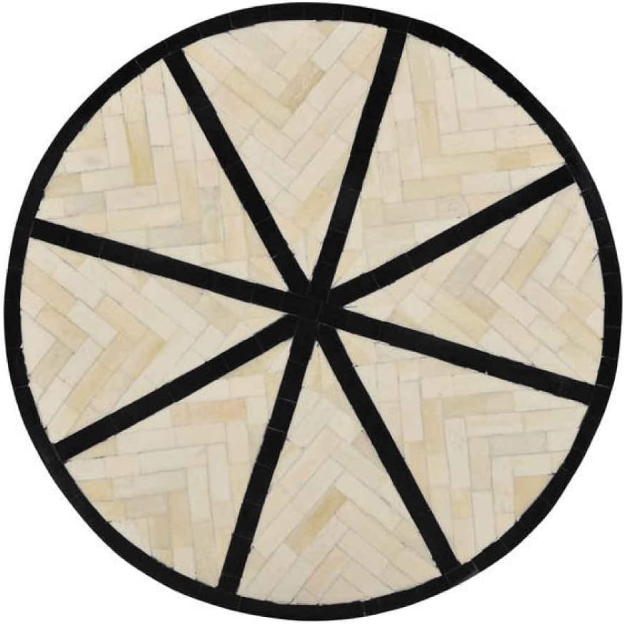 Bone Inlay End Table Handmade Decorative Accent Table with Intricate Inlay Artisan Side Table for Bedroom, Living Room or Entryway Décor