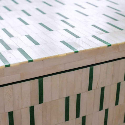 Bone Inlay Bedside Table with 2 Drawers Handcrafted Nightstand with Storage for Bedroom or Living Room Décor