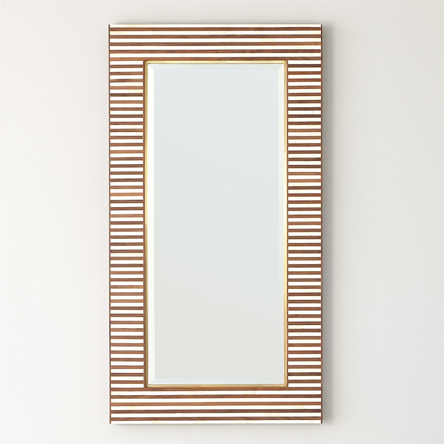 Studio A Sienna Bone Inlay Mirror Frame Handmade Decor Strip Design Wood Frame Entryway, Hallway, Living Room, Closet Mirror