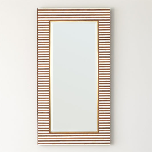 Studio A Sienna Bone Inlay Mirror Frame Handmade Decor Strip Design Wood Frame Entryway, Hallway, Living Room, Closet Mirror