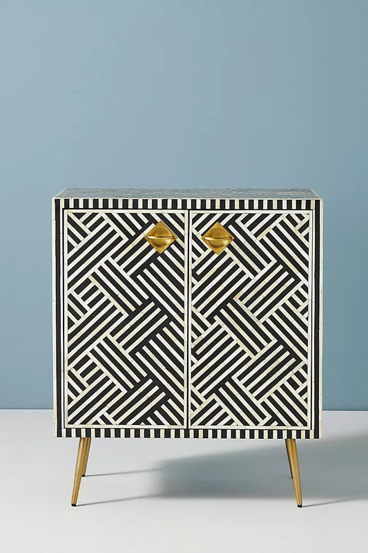 Bone Inlay Entryway Cabinet| Optical Inlay Entryway Cabinet