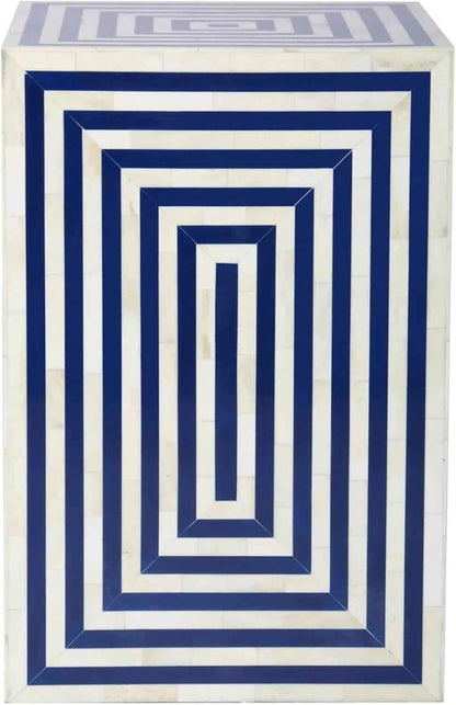 Handcrafted Bone Inlay End Table with Intricate Floral Pattern Artisan Accent Table for Living Room, Bedroom or Entryway Boho-Chic Home Décor