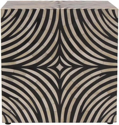 Handcrafted Bone Inlay End Table Elegant Design Accent Table with Intricate Detailing Bohemian Side Table for Living Room, Bedroom or Entryway Décor