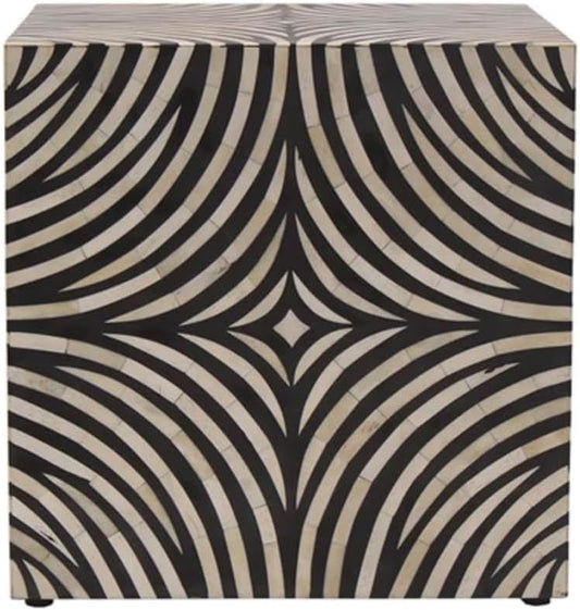 Handcrafted Bone Inlay End Table Elegant Design Accent Table with Intricate Detailing Bohemian Side Table for Living Room, Bedroom or Entryway Décor