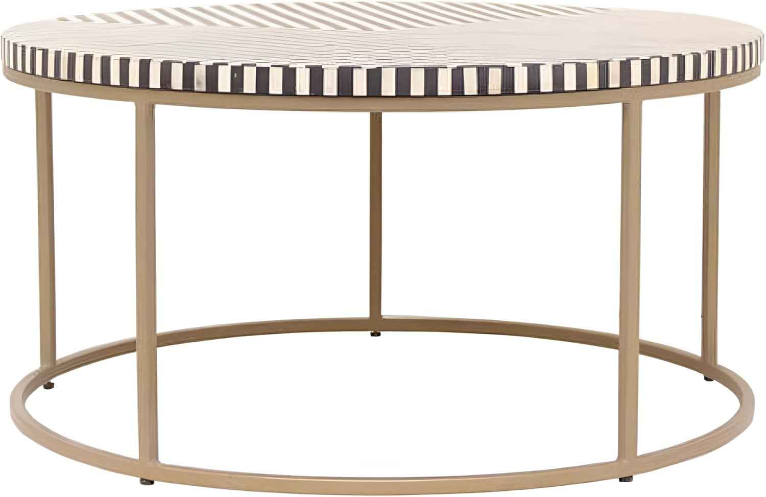 Bone Inlay Coffee Table Handcrafted Accent Furniture with Intricate Design Stylish Centerpiece for Living Room, Lounge, or Office Décor