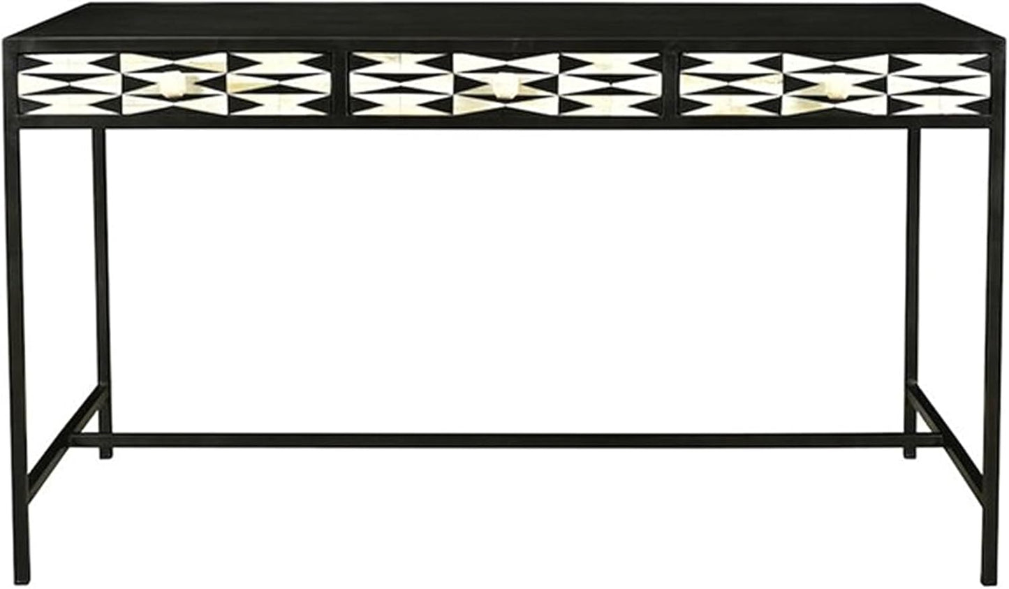 Handcrafted Bone Inlay Console Table Elegant Solid Wood Entryway Table with Intricate Design for Hallway, Living Room or Bedroom Décor