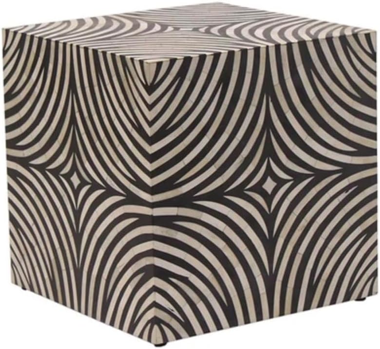 Handcrafted Bone Inlay End Table Elegant Design Accent Table with Intricate Detailing Bohemian Side Table for Living Room, Bedroom or Entryway Décor