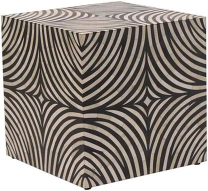 Handcrafted Bone Inlay End Table Elegant Design Accent Table with Intricate Detailing Bohemian Side Table for Living Room, Bedroom or Entryway Décor