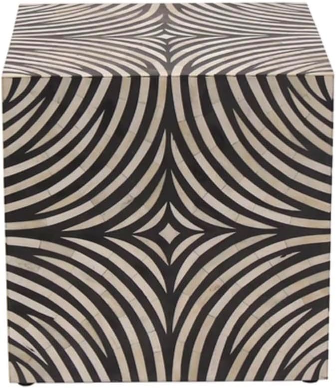 Handcrafted Bone Inlay End Table Elegant Design Accent Table with Intricate Detailing Bohemian Side Table for Living Room, Bedroom or Entryway Décor