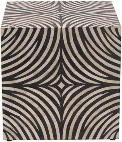 Handcrafted Bone Inlay End Table Elegant Design Accent Table with Intricate Detailing Bohemian Side Table for Living Room, Bedroom or Entryway Décor
