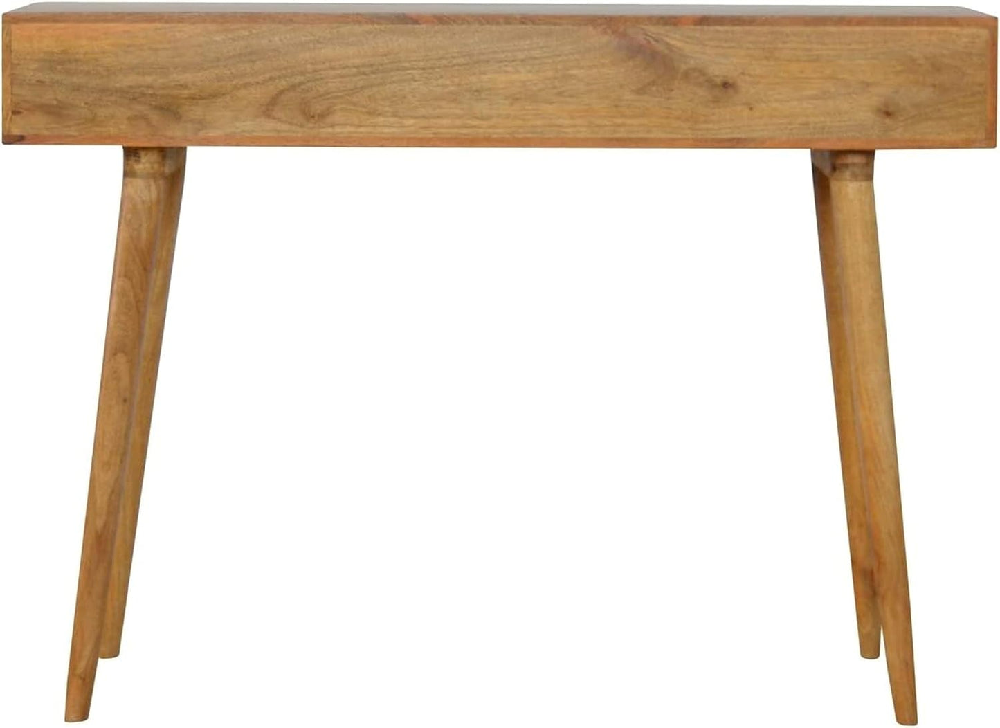 Handcrafted Bone Inlay Console Table with Geometric Design Solid Wood Modern Table with 3 Storage Drawers for Any Room