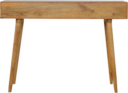 Handcrafted Bone Inlay Console Table with Geometric Design Solid Wood Modern Table with 3 Storage Drawers for Any Room