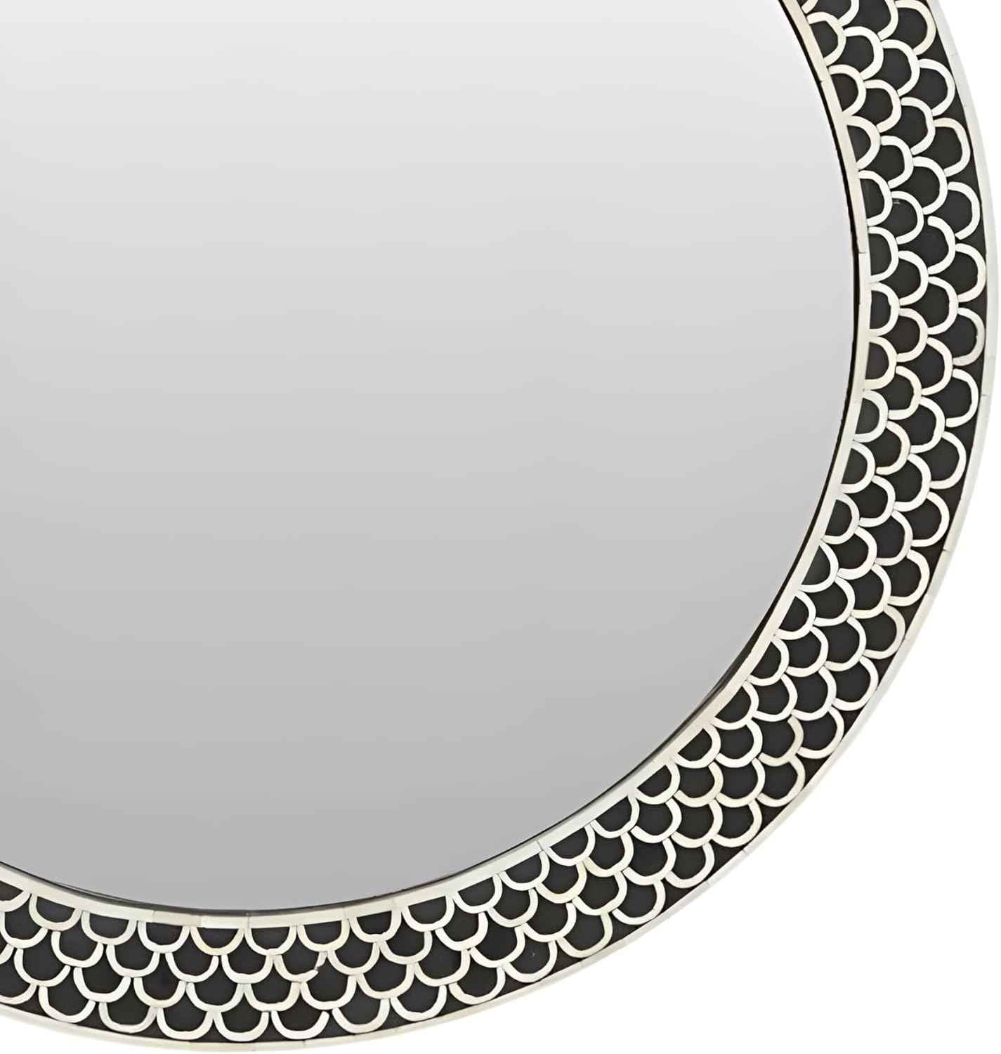Handcrafted Bone Inlay Mirror Frame Elegant Fishscale Design Wall Mirror Artisan Made Accent for Bedroom, Living Room or Entryway Décor