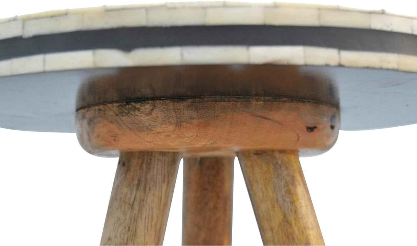 Bone Inlay End Table Handmade Accent Side Table with Intricate Honeycomb Pattern Indian Artisan Furniture for Bedroom, Living Room or Entryway Boho & Modern Home Décor