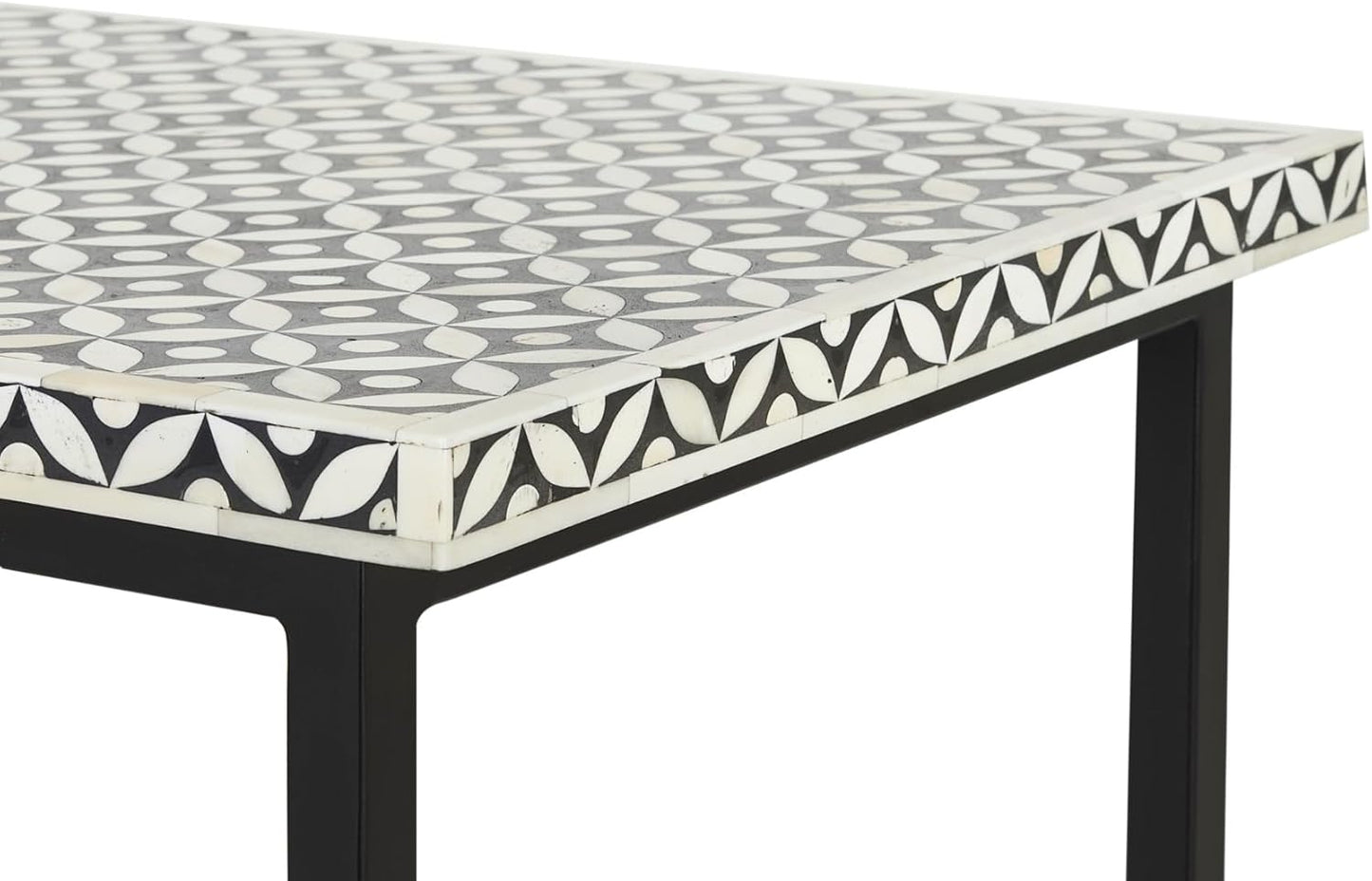 Bone Inlay Console Table Handcrafted Solid Wood Entryway Table with Intricate Floral Design for Hallway, Living Room, or Bedroom Décor