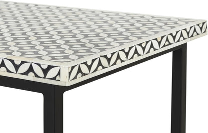 Bone Inlay Console Table Handcrafted Solid Wood Entryway Table with Intricate Floral Design for Hallway, Living Room, or Bedroom Décor