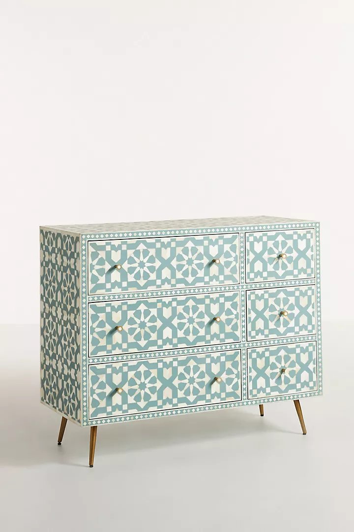 Bone Inlay Moroccan Design |  Inlay Six-Drawer Dresser| Chest of 6 Drawers