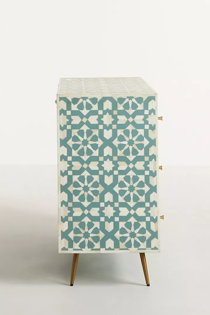 Bone Inlay Moroccan Design |  Inlay Six-Drawer Dresser| Chest of 6 Drawers