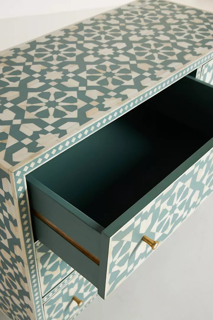 Bone Inlay Moroccan Design |  Inlay Six-Drawer Dresser| Chest of 6 Drawers