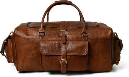 HANSA Leather Garment Bag for Travel, Convertible Carry on Garment Duffel Bag, Weekend Bag for Men with 3 additional compartments along with the main compartment (Size-24L x 10h x 10W Inche)