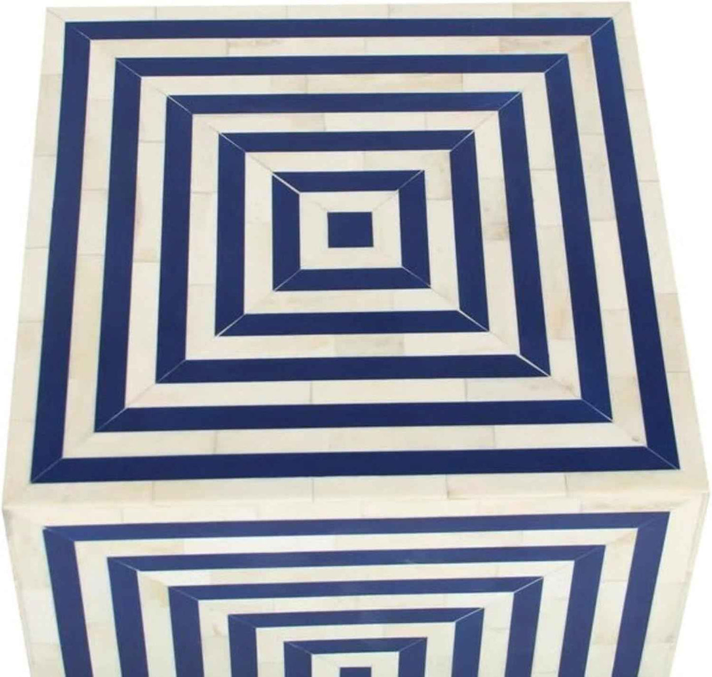 Handcrafted Bone Inlay End Table with Intricate Floral Pattern Artisan Accent Table for Living Room, Bedroom or Entryway Boho-Chic Home Décor