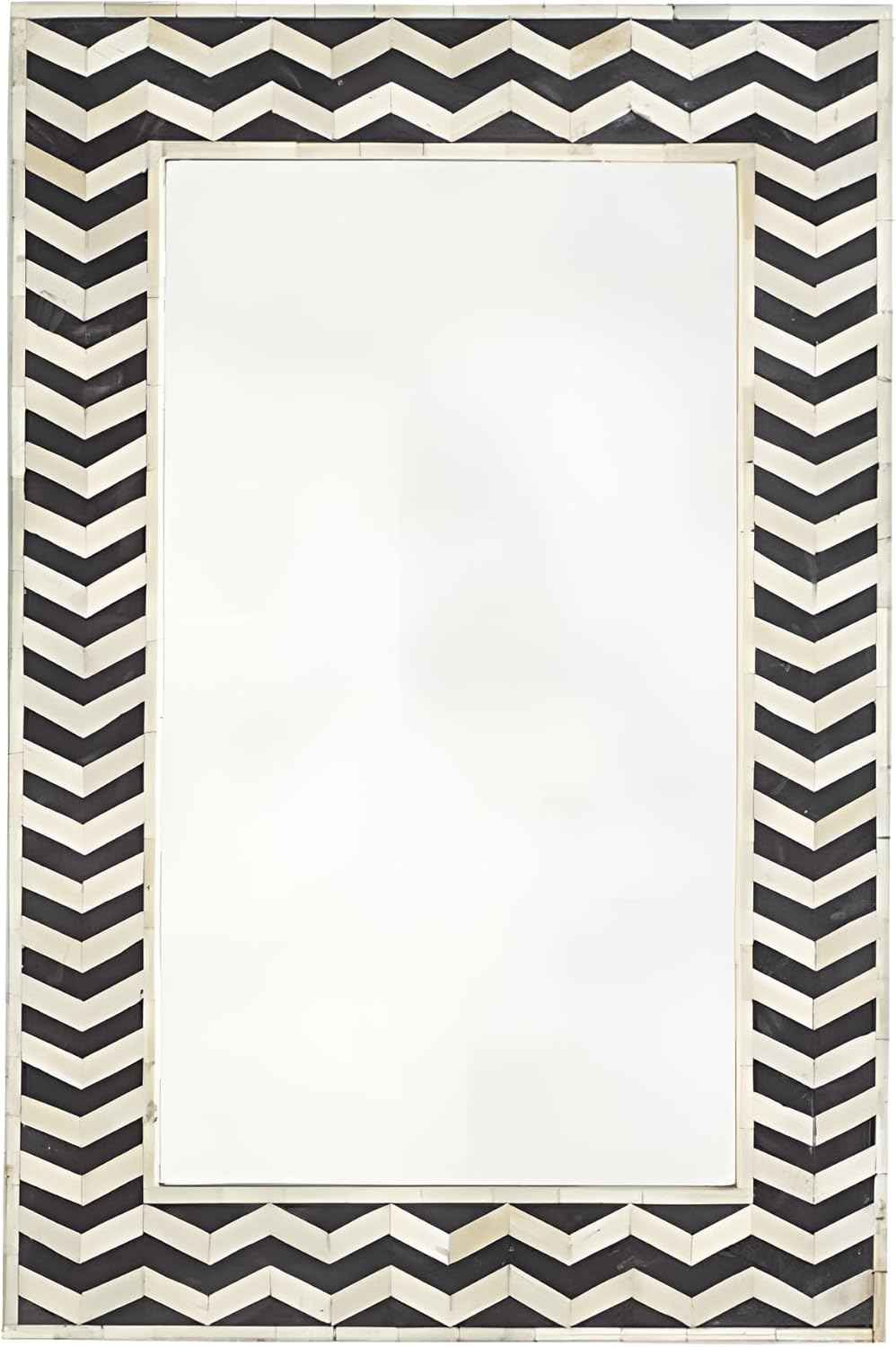 Bone Inlay Mirror Frame Handcrafted Decorative Wall Mirror Frame for Bedroom, Living Room or Entryway Elegant Bohemian Home Décor Accent