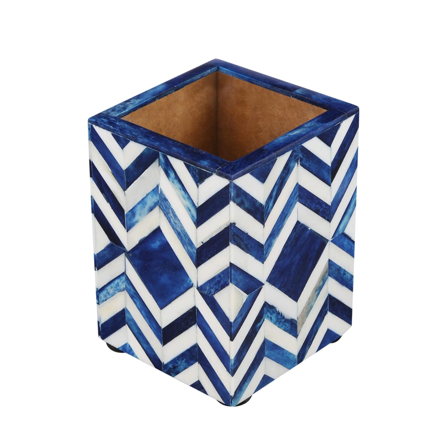 Handmade Bone Inlay Moroccan Chevron Pattern Pen & Pencil Holder Caddy Desk Cup, Penholder for Desk Pen Holder Unique Pencil Holder for Desk Modern