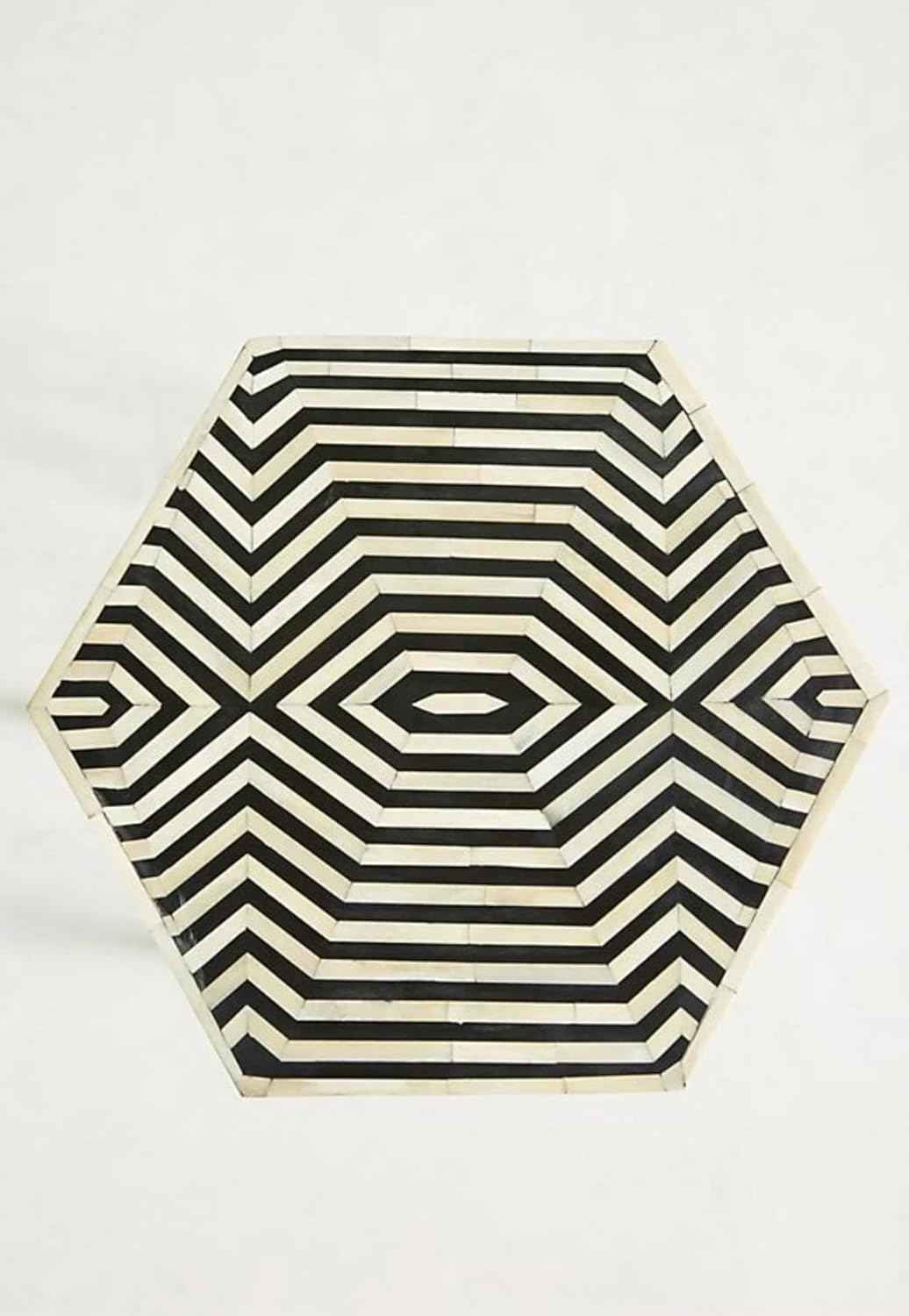 Bone Inlay End Table Handmade Indian Side Table with Intricate Floral Design Decorative Boho Accent Furniture for Living Room, Bedroom or Entryway