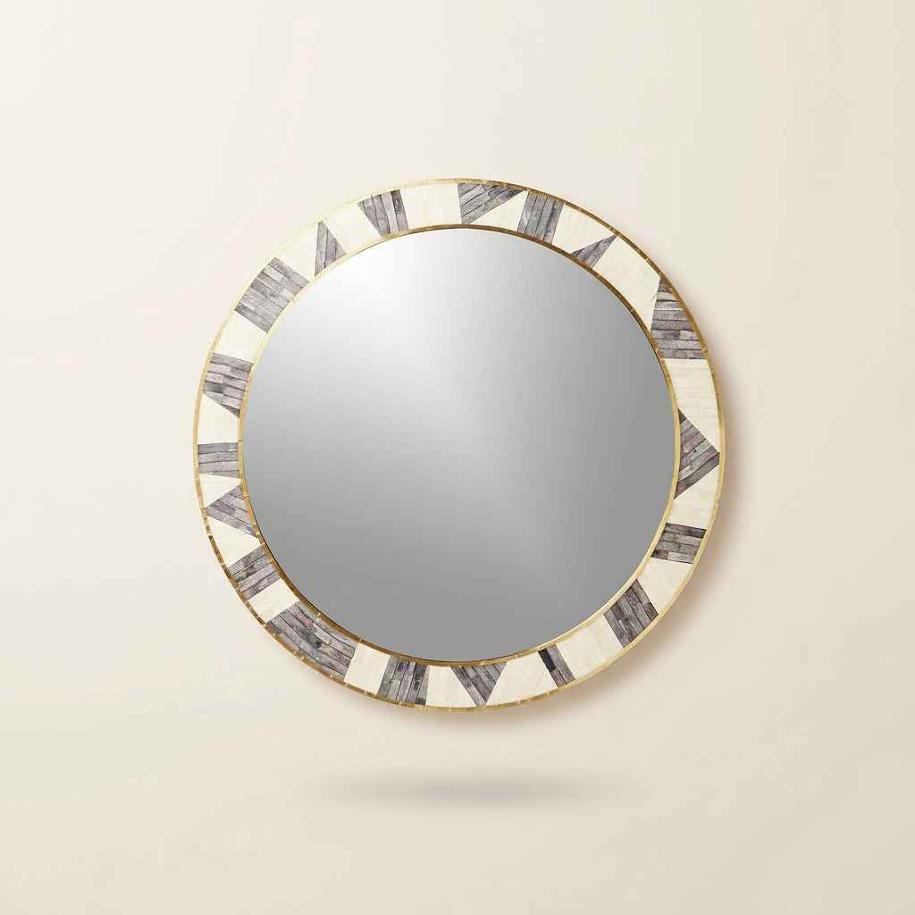 Bone Inlay Mirror Frame Handcrafted Decorative Wooden Frame with Intricate Bone Inlay Pattern for Elegant Home, Living Room, Bedroom and Bathroom Wall Décor