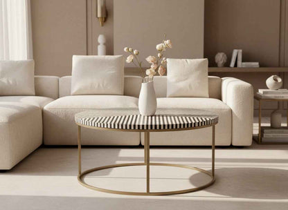 Bone Inlay Coffee Table Handcrafted Accent Furniture with Intricate Design Stylish Centerpiece for Living Room, Lounge, or Office Décor