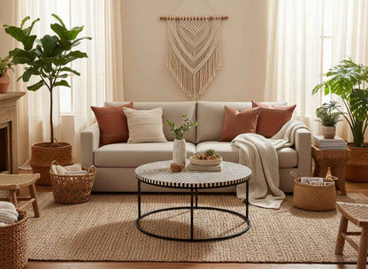 Bone Inlay Coffee Table with Black Stand Handcrafted Accent Furniture with Intricate Design Stylish Centerpiece for Living Room, Lounge, or Office Décor