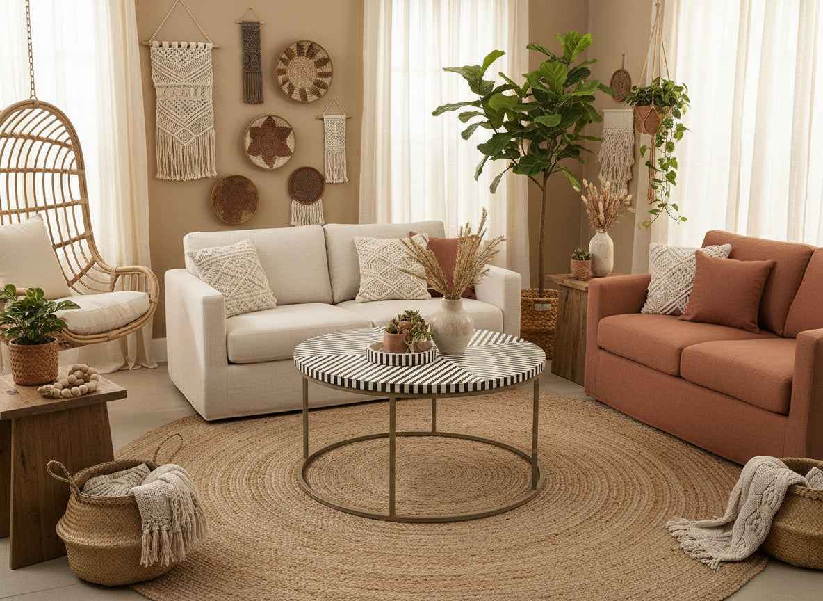 Bone Inlay Coffee Table Handcrafted Accent Furniture with Intricate Design Stylish Centerpiece for Living Room, Lounge, or Office Décor