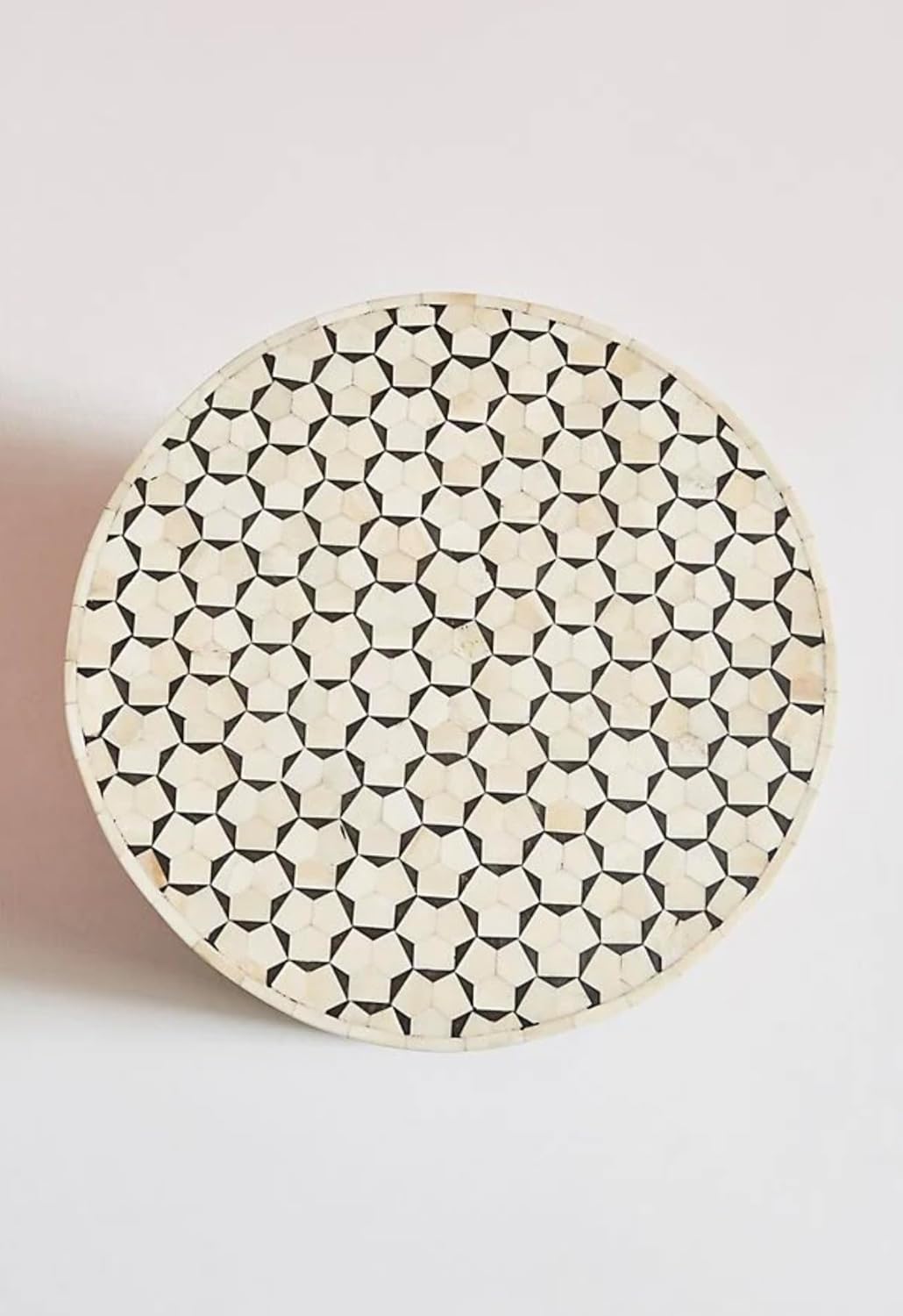 Bone Inlay End Table Handcrafted Floral Design Accent Table Indian Artisan Side Table for Living Room, Bedroom or Entryway Boho Chic and Decorative Home Furniture - Hansa Handicraft