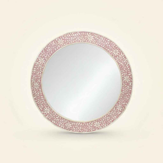 Handcrafted Bone Inlay Mirror Frame Decorative Wall Mirror with Intricate Inlay Work for Living Room, Bedroom, or Entryway Décor