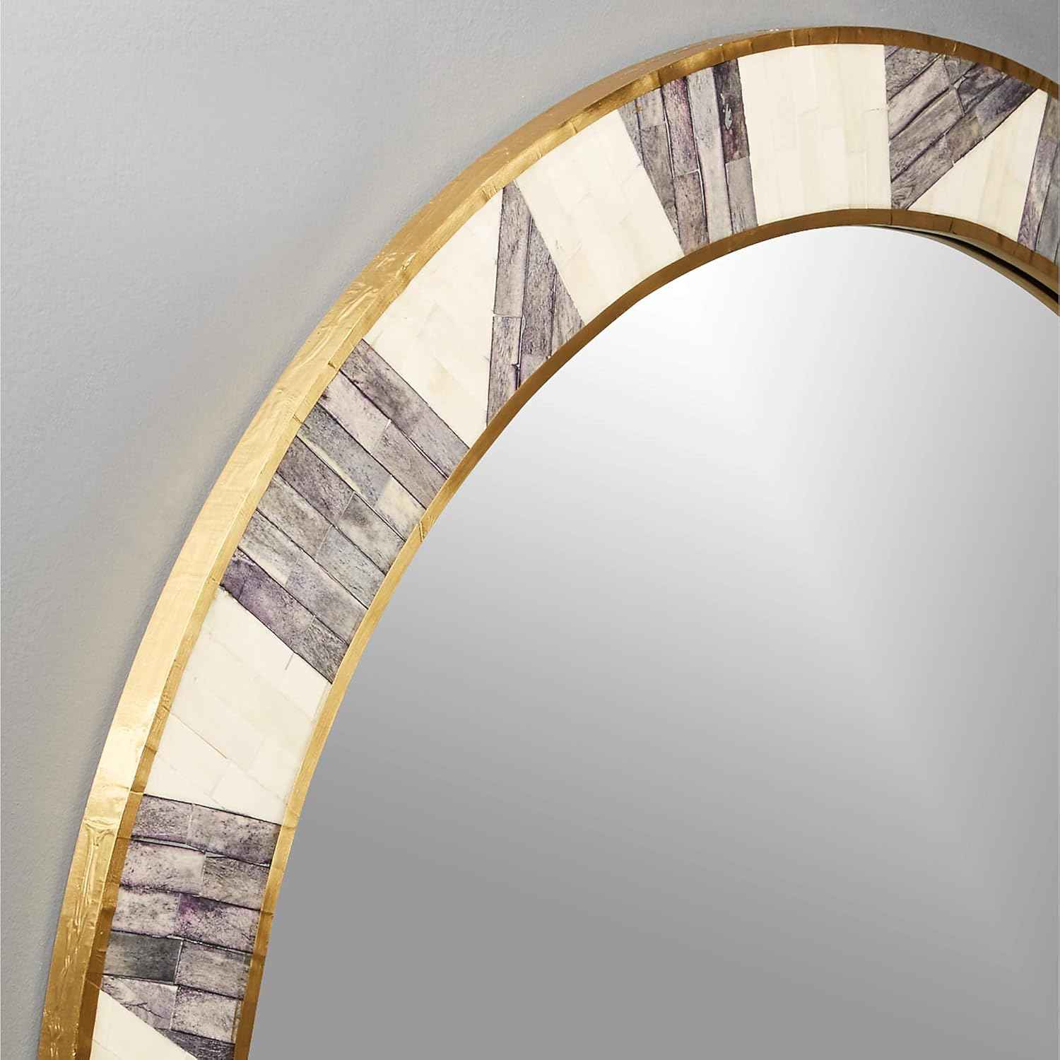 Bone Inlay Mirror Frame Handcrafted Decorative Wooden Frame with Intricate Bone Inlay Pattern for Elegant Home, Living Room, Bedroom and Bathroom Wall Décor