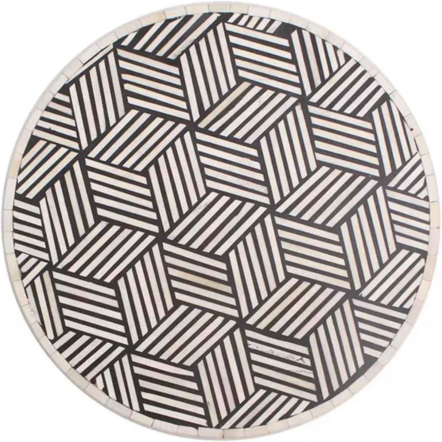 Bone Inlay End Table Handmade Indian Accent Table with Floral Inlay Design Boho Decorative Side Table for Bedroom, Living Room or Entryway