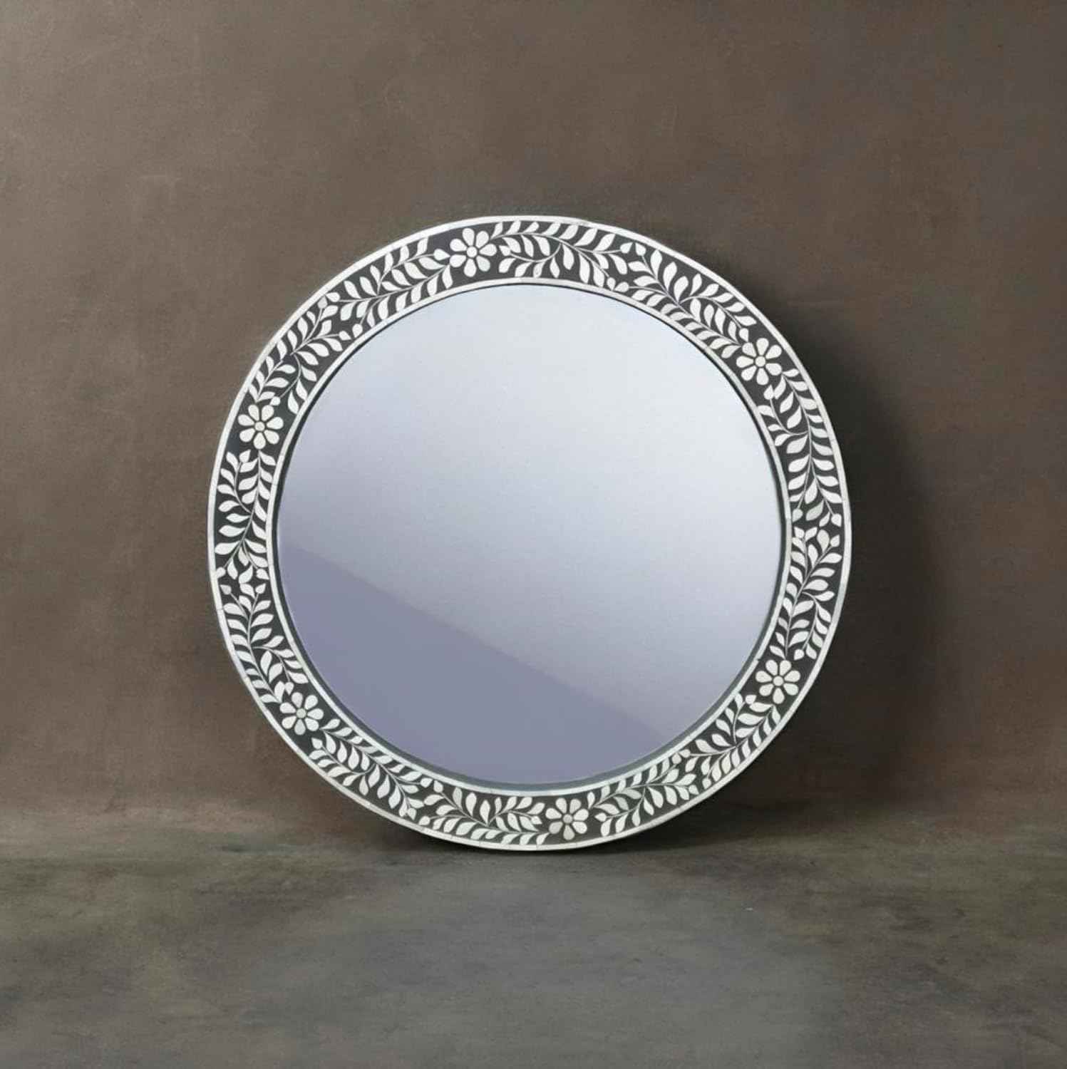 Handcrafted Bone Inlay Mirror Frame Elegant Decorative Wall Mirror Frame with Intricate Bone Inlay Design, Perfect for Living Room, Bedroom, Bathroom and Home Décor