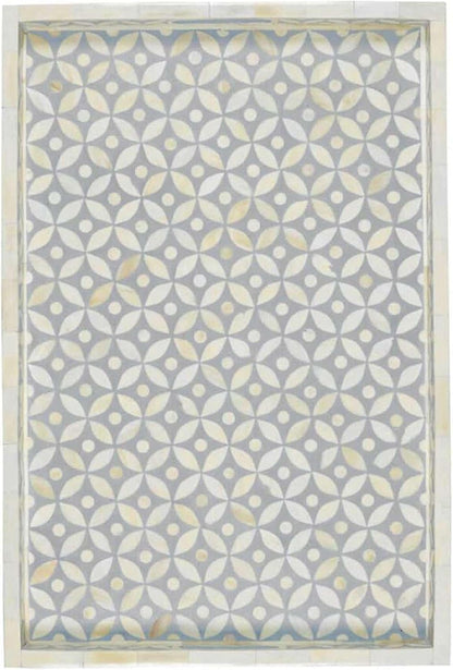Hansa Handmade Bone Inlay Serving Tray Rectangle Tray Geometrical Pattern Decorative Platter Basket Tray for Ottoman